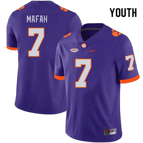 Youth #7 Phil Mafah Clemson Tigers College Football Jerseys Stitched-Purple - Click Image to Close